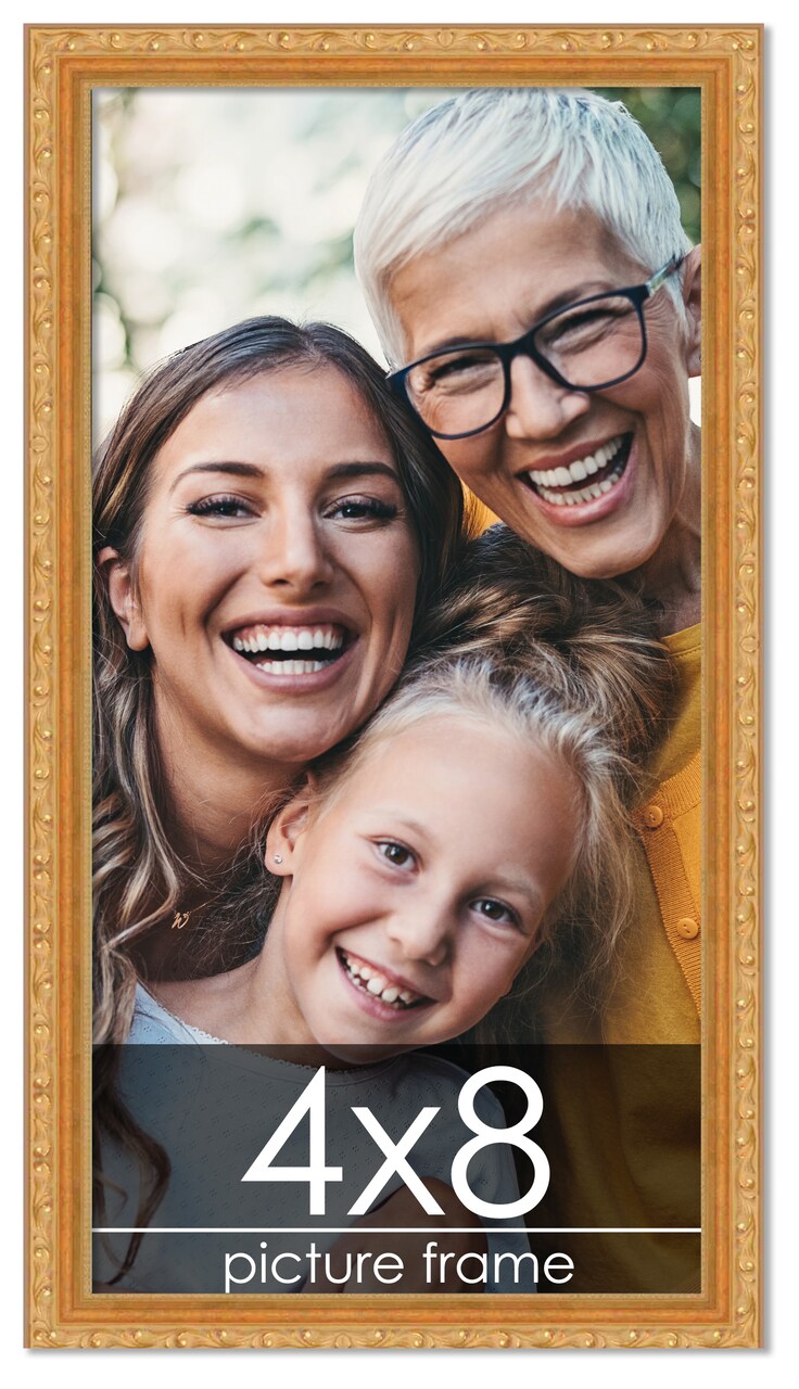 4x8 Museum-Quality Picture Frame with UV-Resistant Acrylic & Acid-Free Backing, Available in 4 Finishes - Gold, Silver, Bronze, and Black